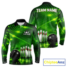 Load image into Gallery viewer, Green Light Bowling Polo, Quarter Zip Shirts For Men Custom Bowling Team Jerseys, Gift For Bowlers NQS11737