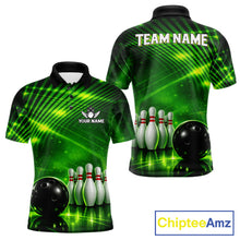 Load image into Gallery viewer, Green Light Bowling Polo, Quarter Zip Shirts For Men Custom Bowling Team Jerseys, Gift For Bowlers NQS11737