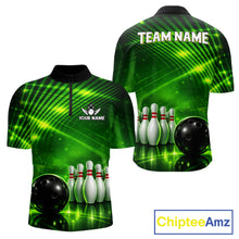 Load image into Gallery viewer, Green Light Bowling Polo, Quarter Zip Shirts For Men Custom Bowling Team Jerseys, Gift For Bowlers NQS11737