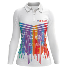 Load image into Gallery viewer, Rainbow Color Golf clubs Women golf polo shirts custom white golf apparel for women, cool golf gifts NQS8248