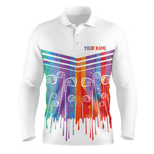 Load image into Gallery viewer, Rainbow Color Golf clubs Men golf polo shirts custom white golf apparel for men, cool golf gifts NQS8248