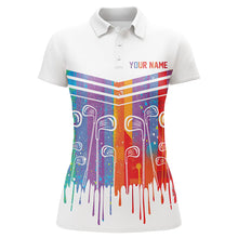Load image into Gallery viewer, Rainbow Color Golf clubs Women golf polo shirts custom white golf apparel for women, cool golf gifts NQS8248