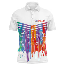 Load image into Gallery viewer, Rainbow Color Golf clubs Men golf polo shirts custom white golf apparel for men, cool golf gifts NQS8248