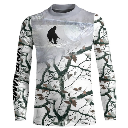 Ice fishing walleye winter camo Custom fishing shirts for men Performance Long Sleeve Fishing Apparel NQS2498