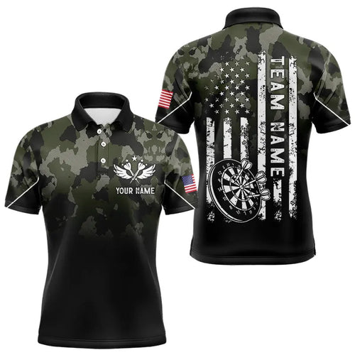 Black Green Camo Men Darts Shirts Custom American Flag patriotic Team Darts Jersey NQS9523