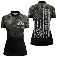 Load image into Gallery viewer, Black Green Camo Women Darts Shirts Custom American Flag patriotic Team Darts Jersey NQS9523