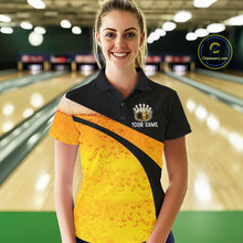 Load image into Gallery viewer, Custom Yellow Funny Beer Bowling Jersey for Women Bowling Uniform Polo &amp; 1/4 Zip Bowling Team Shirts NQS11646