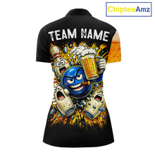 Load image into Gallery viewer, Custom Yellow Funny Beer Bowling Jersey for Women Bowling Uniform Polo &amp; 1/4 Zip Bowling Team Shirts NQS11646