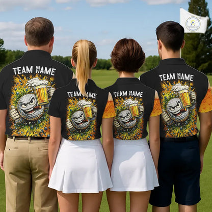 Custom Yellow Funny Beer Golf Polo Shirts For Men, golf outfits for men, Personalized golf gifts NQS11647