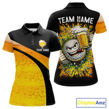 Load image into Gallery viewer, Custom Yellow Funny Beer Golf Polo Shirts For Women, golf outfits for ladies, Personalized golf gifts NQS11647