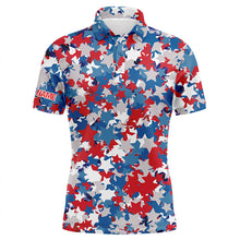 Load image into Gallery viewer, Red, white and blue 4th of july star mens golf polo shirts custom patriotic team golf shirts for men NQS5468