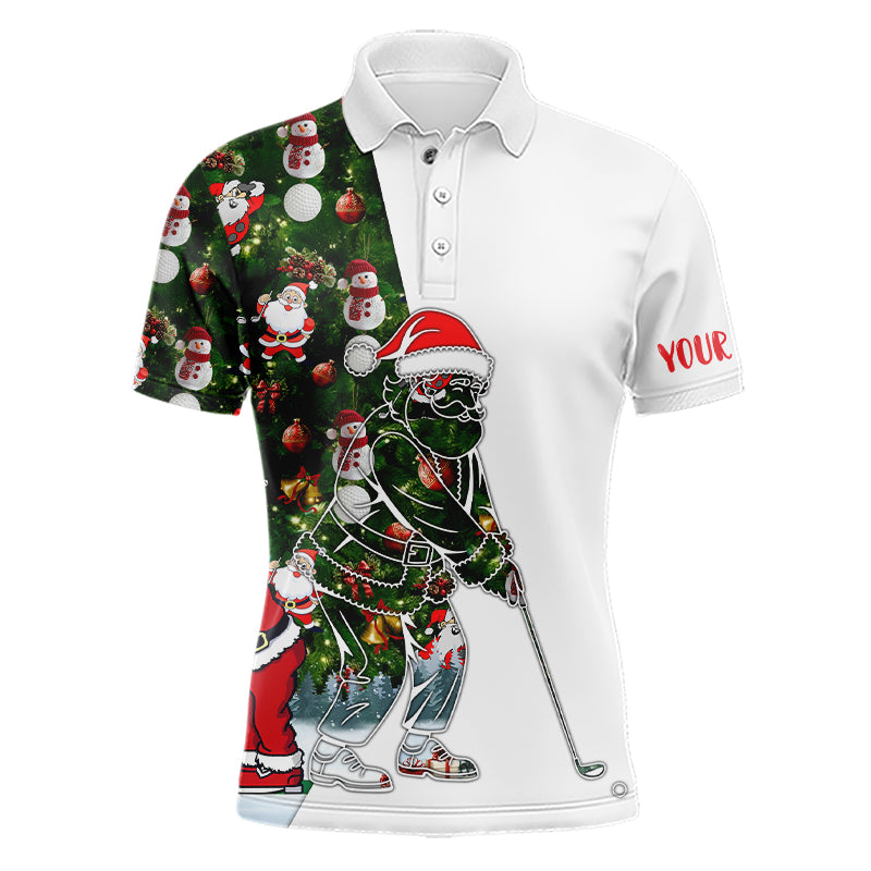 Funny Mens Golf polo shirts Christmas Santa pattern golf custom Santa playing golf apparel NQS6604