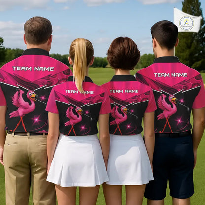 Funny Pink Flamingo Golf Polo Shirts For Men Custom Flamingo Team mens golf tops, funny golf gifts NQS11656