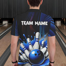 Load image into Gallery viewer, Black and Blue Men's bowling outfits Custom Team Mens bowling Polo, Quarter Zip Shirts NQS9700