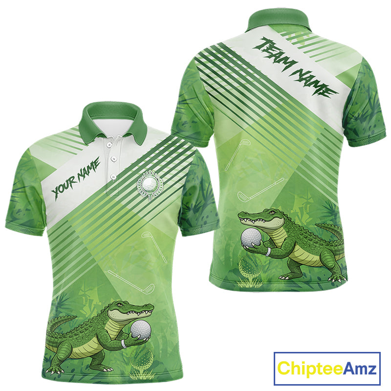 Funny Alligator Golf polo shirt for men Custom Alligator golf outfit men, funny golf gifts | Green NQS11743