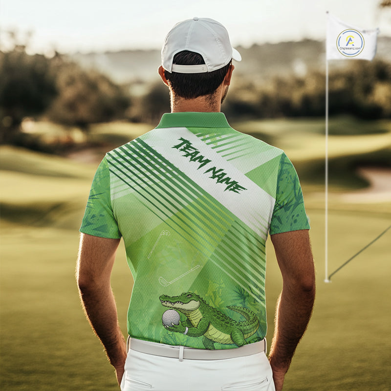 Funny Alligator Golf polo shirt for men Custom Alligator golf outfit men, funny golf gifts | Green NQS11743