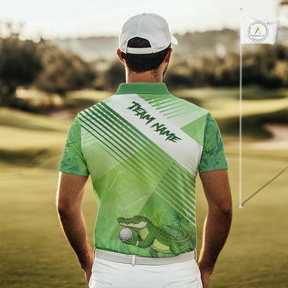 Funny Alligator Golf polo shirt for men Custom Alligator golf outfit men, funny golf gifts | Green NQS11743