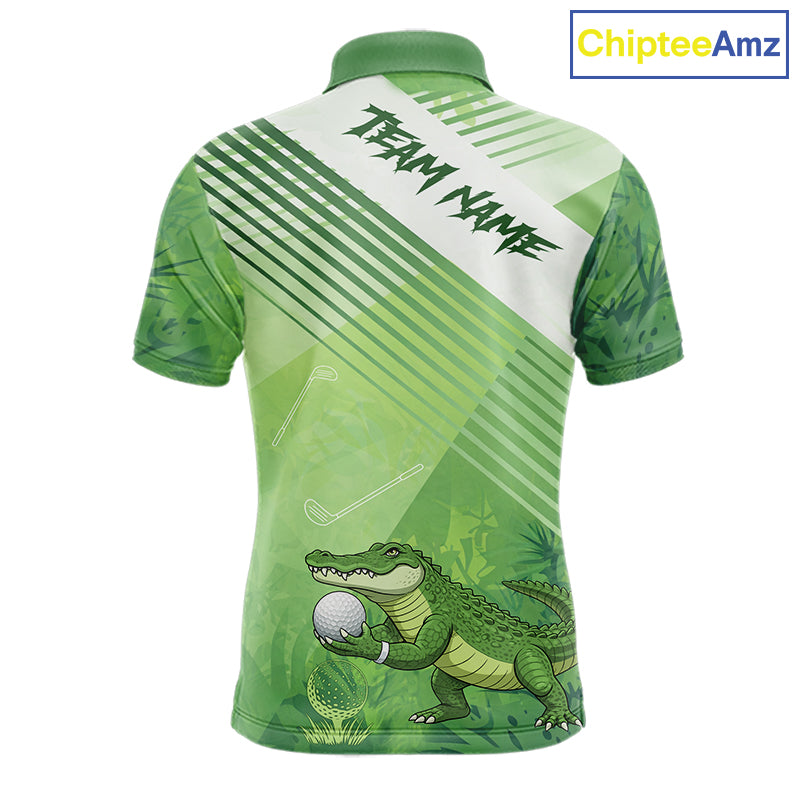 Funny Alligator Golf polo shirt for men Custom Alligator golf outfit men, funny golf gifts | Green NQS11743