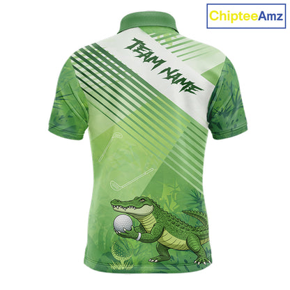 Funny Alligator Golf polo shirt for men Custom Alligator golf outfit men, funny golf gifts | Green NQS11743