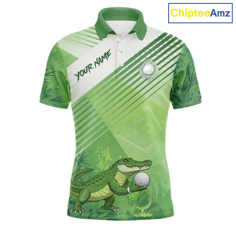 Funny Alligator Golf polo shirt for men Custom Alligator golf outfit men, funny golf gifts | Green NQS11743