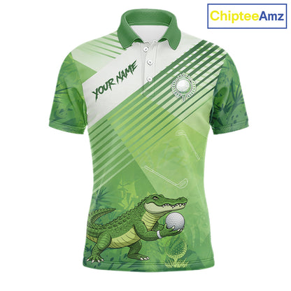 Funny Alligator Golf polo shirt for men Custom Alligator golf outfit men, funny golf gifts | Green NQS11743