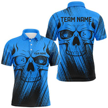 Load image into Gallery viewer, Blue Grunge Skull Bowling Polo, Quarter Zip Shirt Shirts For Men Custom Bowling Team League Jerseys NQS8478