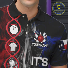 Load image into Gallery viewer, Red, White &amp; Blue Smoke Texas Flag Patriotic Team Bowling Shirt For Men Custom It's in my DNA Shirts NQS11265