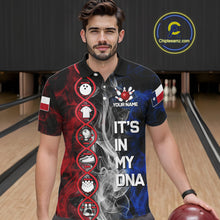 Load image into Gallery viewer, Red, White &amp; Blue Smoke Texas Flag Patriotic Team Bowling Shirt For Men Custom It's in my DNA Shirts NQS11265