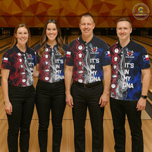 Load image into Gallery viewer, Red, White &amp; Blue Smoke Texas Flag Patriotic Team Bowling Shirt For Men Custom It's in my DNA Shirts NQS11265