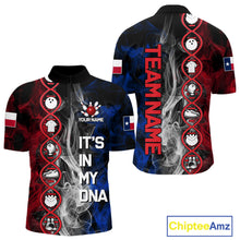 Load image into Gallery viewer, Red, White &amp; Blue Smoke Texas Flag Patriotic Team Bowling Shirt For Men Custom It's in my DNA Shirts NQS11265