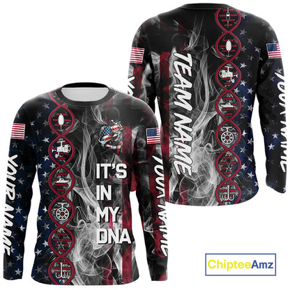 Personalized Red, White & Blue Smoke American Flag Patriotic Largemouth Bass Fishing shirts NQS11267