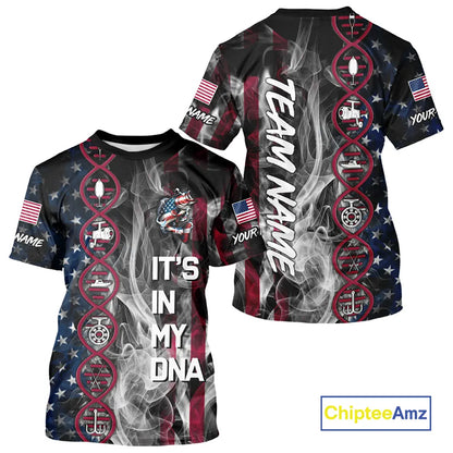 Personalized Red, White & Blue Smoke American Flag Patriotic Largemouth Bass Fishing shirts NQS11267