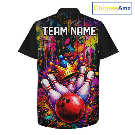 Colorful bowling jerseys Bowling Hawaiian Shirt Custom Bowling Team Button up shirts for bowlers NQS11473
