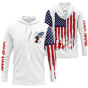 American flag Redfish fishing personalized patriotic UV Protection Fishing Shirts for mens, women, kid NQS5484