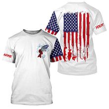 Load image into Gallery viewer, American flag Redfish fishing personalized patriotic UV Protection Fishing Shirts for mens, women, kid NQS5484