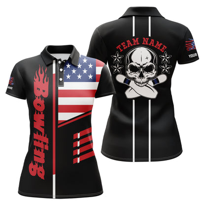Custom Black bowling shirt for women – personalized team jersey front view