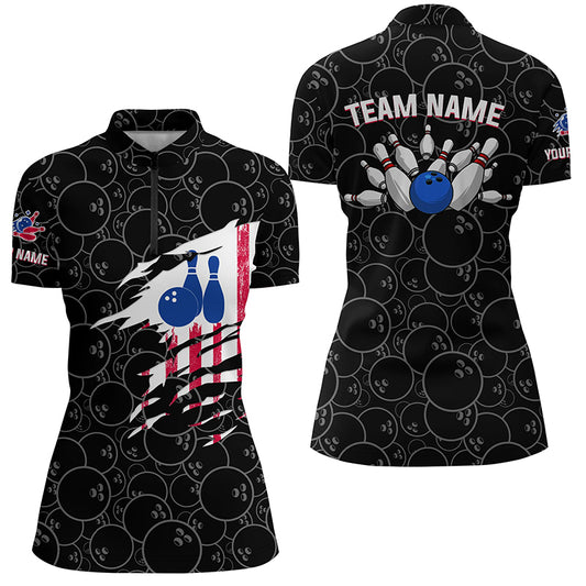 Custom bowling shirt for women – personalized team jersey front view