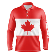 Load image into Gallery viewer, Mens golf polo shirts Canadian flag patriotic personalized Canada golf shirts for men, golf outfit men NQS5749