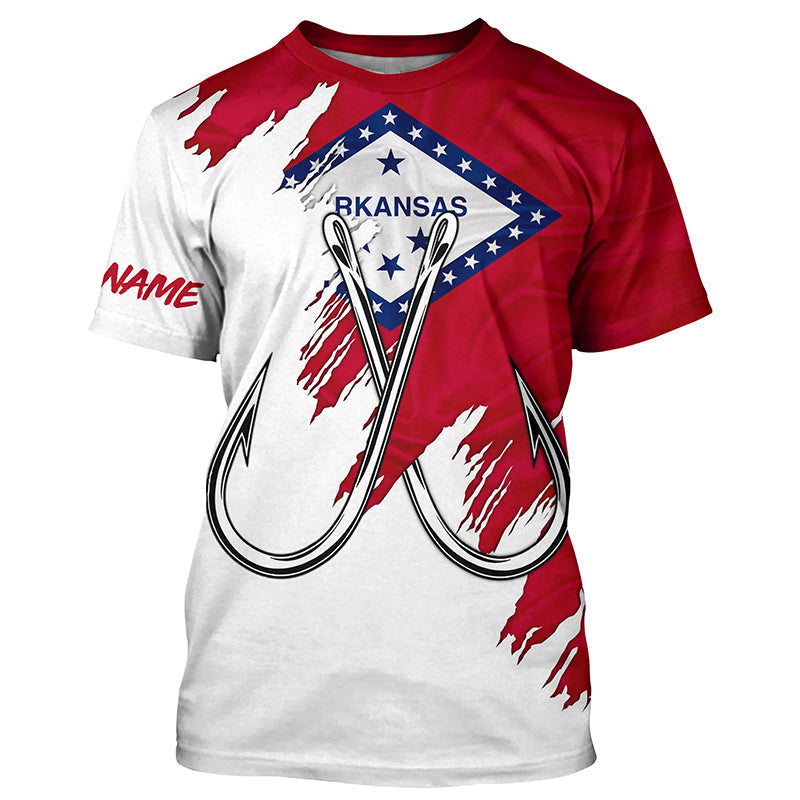 Arkansas flag AR Fishing Fish Hook UV protection custom long sleeve Patriotic fishing apparel NQS8266