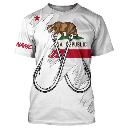 California flag CA Fishing Fish Hook UV protection custom long sleeve Patriotic fishing apparel NQS8267