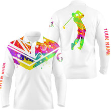 Load image into Gallery viewer, Mens golf polo shirts watercolor Australia flag custom name white golf shirt NQS4363