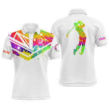 Load image into Gallery viewer, Mens golf polo shirts watercolor Australia flag custom name white golf shirt NQS4363