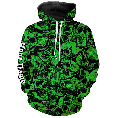 Green skull camo pattern Golf Hoodies custom cool golf hoodie best golf gifts NQS8959