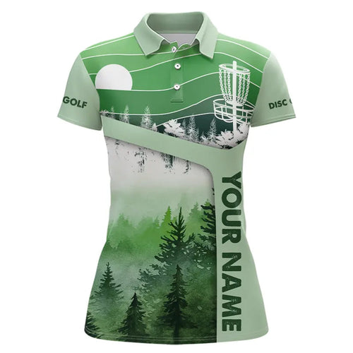 Mint Green Forest Retro Women Disc golf polo shirts custom disc golf jerseys, disc golf apparel NQS9198