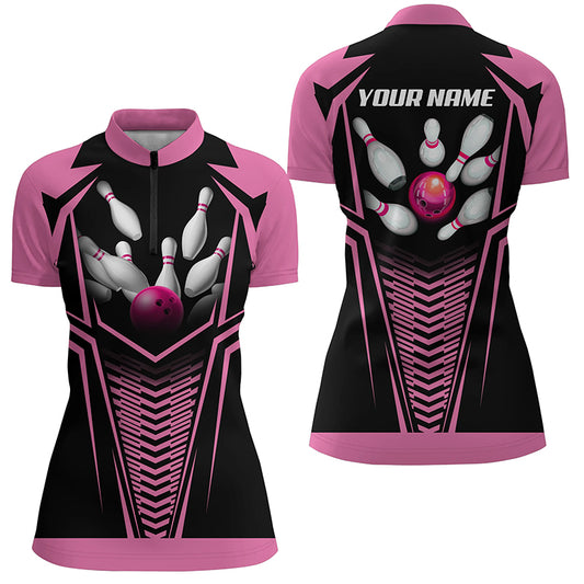 Custom bowling shirt for women – personalized team jersey front view