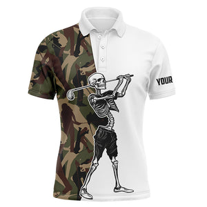 Funny Skull Mens Golf polo shirts golf camo pattern custom name golf apparel NQS3936