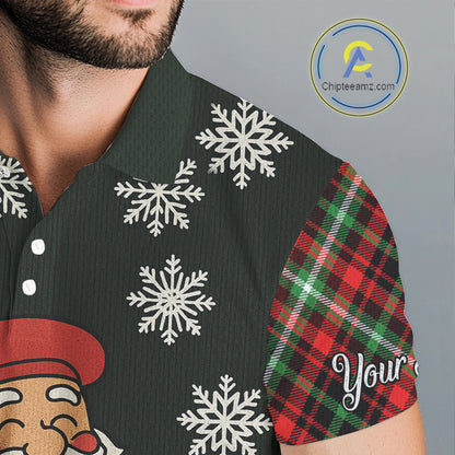 Funny Santa Golf Christmas plaid pattern polo golf shirts for men custom mens golf outfit for team NQS11077