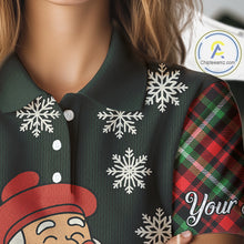 Load image into Gallery viewer, Funny Santa Golf Christmas plaid pattern polo golf shirts for women custom team ladies golf outfit NQS11077