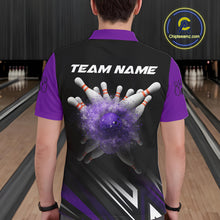 Load image into Gallery viewer, Personalized Bowling shirts for men custom Black and Purple Bowling team jerseys, gift for bowlers NQS11080