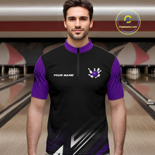 Load image into Gallery viewer, Personalized Bowling shirts for men custom Black and Purple Bowling team jerseys, gift for bowlers NQS11080